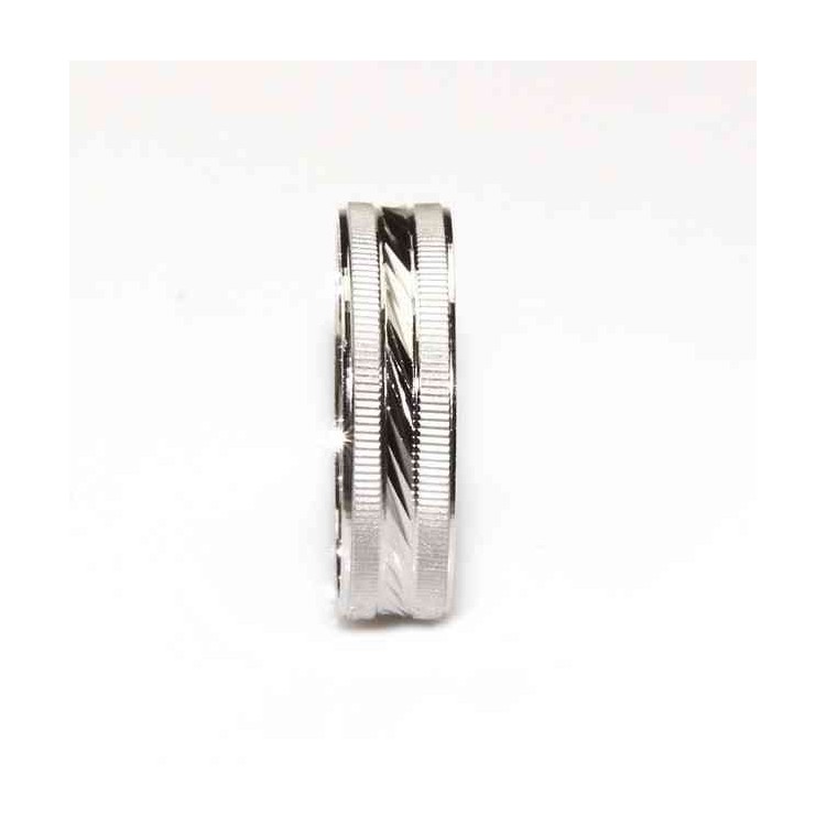 NSA|Anello fede argento 925 diamantata 6 mm oblique e orizzontale