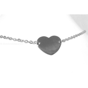 NSA|Acciaio  : Collana girocollo con centrale targa a cuore liscio  donna con catena