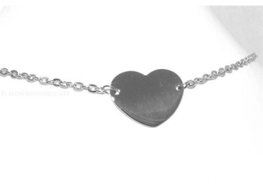 NSA|Acciaio  : Collana girocollo con centrale targa a cuore liscio  donna con catena