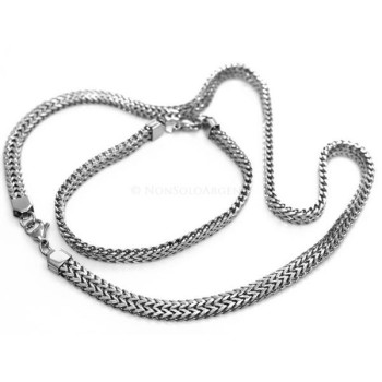 NSA|Acciaio anallergico e inossidabile : Collana o Bracciale doppia spiga snake piatto