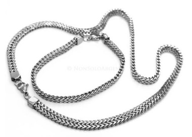 NSA|Acciaio anallergico e inossidabile : Collana o Bracciale doppia spiga snake piatto