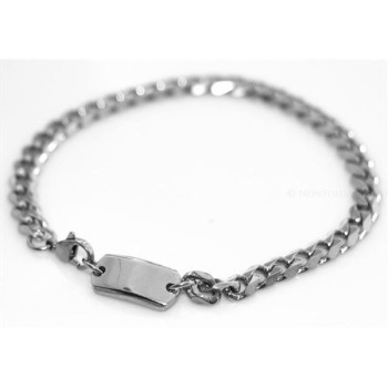 NSA|Acciaio anallergico cromato bracciale grumetta da 6 mm con targa varie misure