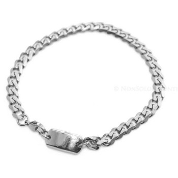 NSA|Acciaio anallergico cromato bracciale grumetta da 6 mm con targa varie misure