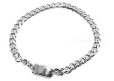 NSA|Acciaio anallergico cromato bracciale grumetta da 6 mm con targa varie misure