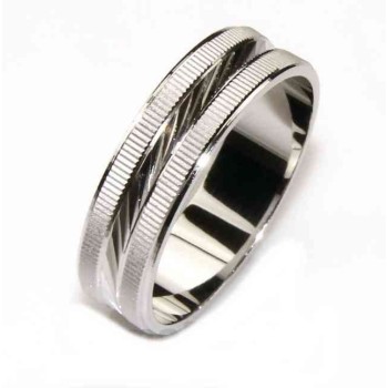 NSA|Anello fede argento 925 diamantata 6 mm oblique e orizzontale