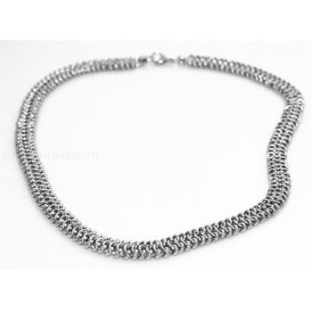 NSA|Acciaio : Collana uomo / donna Stainless Steel bizantina da 11 mm lunga 56 cm