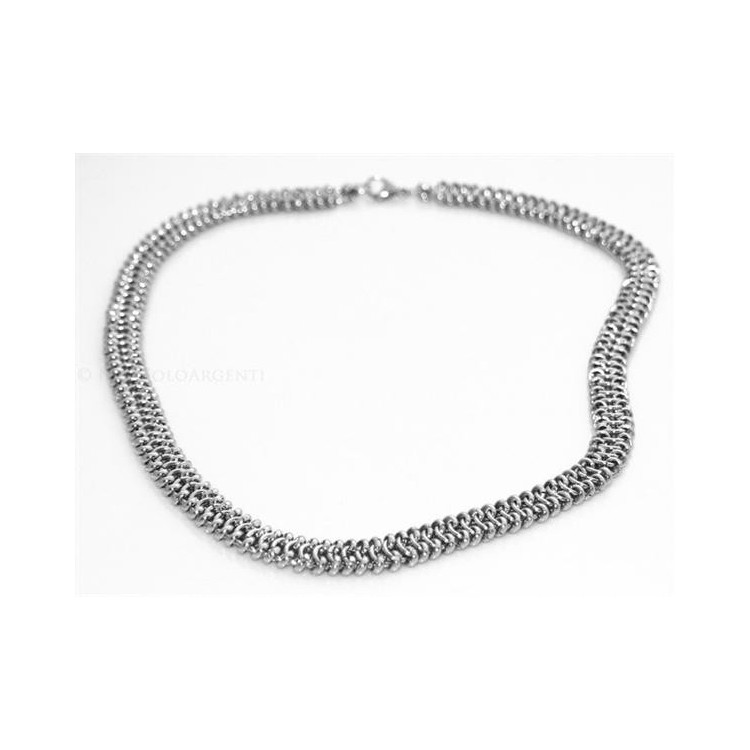 NSA|Acciaio : Collana uomo / donna Stainless Steel bizantina da 11 mm lunga 56 cm