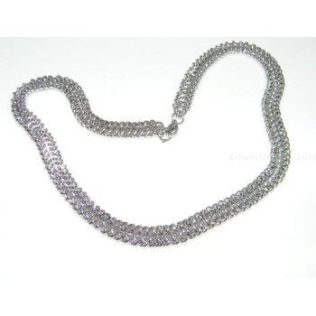 NSA|Acciaio : Collana uomo / donna Stainless Steel bizantina da 11 mm lunga 56 cm