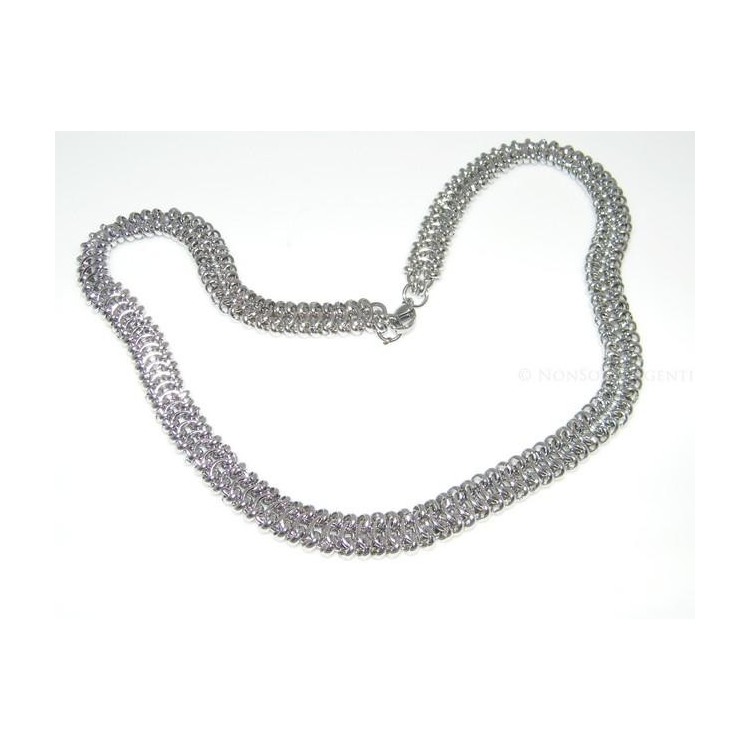 NSA|Acciaio : Collana uomo / donna Stainless Steel bizantina da 11 mm lunga 56 cm