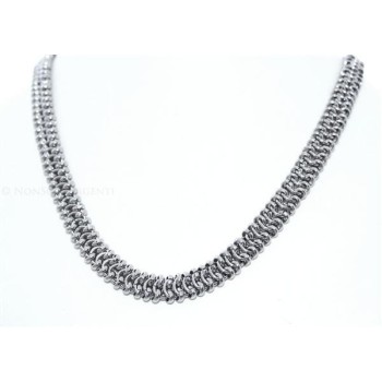 NSA|Acciaio : Collana uomo / donna Stainless Steel bizantina da 11 mm lunga 56 cm