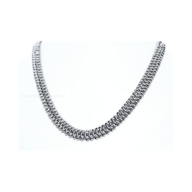 NSA|Acciaio : Collana uomo / donna Stainless Steel bizantina da 11 mm lunga 56 cm