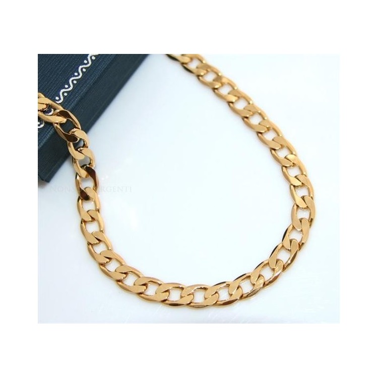 NSA|Collana Uomo o Donna Catena grumetta  da 7 mm  Lamin ORO GIALLO 18k Gold FILLED lunga 60 cm
