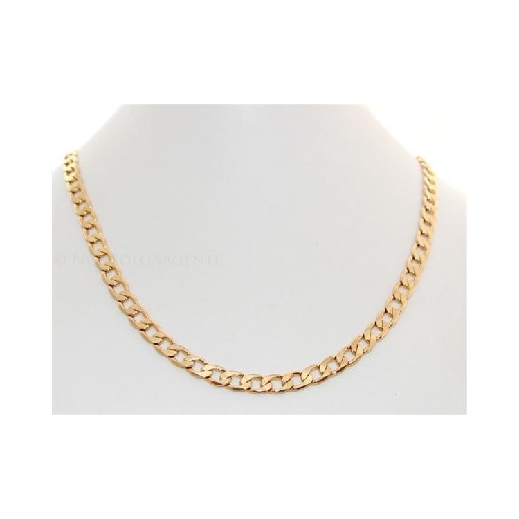 NSA|Collana Uomo o Donna Catena grumetta  da 7 mm  Lamin ORO GIALLO 18k Gold FILLED lunga 60 cm
