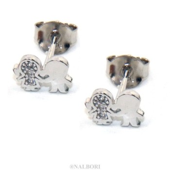 NSA|Argento 925 : orecchini donna zirconi bianchi bambino e bambina