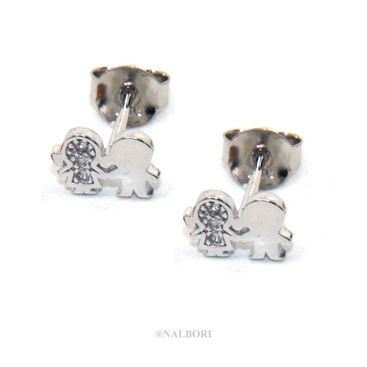 NSA|Argento 925 : orecchini donna zirconi bianchi bambino e bambina