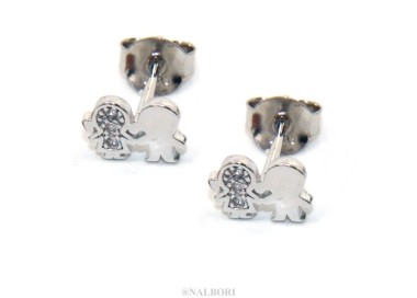 NSA|Argento 925 : orecchini donna zirconi bianchi bambino e bambina