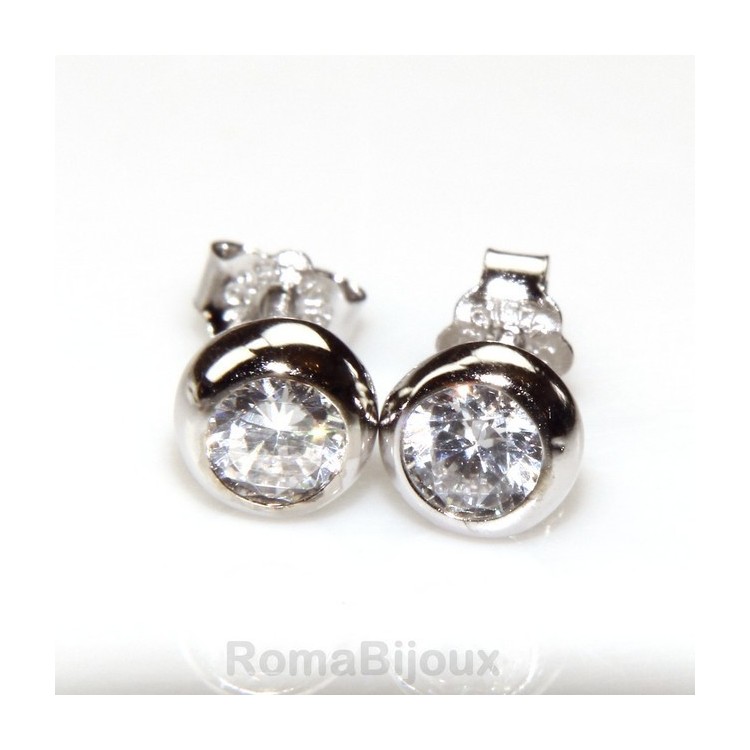 NSA|Silver 925 : earrings woman man onion 4 mm cubic zirconia