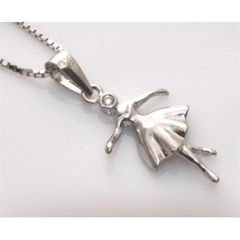 NSA|Argento 925 : Collana Collier donna veneziana 45 cm ciondolo ballerina con zircone bianco