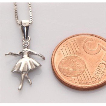 NSA|Argento 925 : Collana Collier donna veneziana 45 cm ciondolo ballerina con zircone bianco