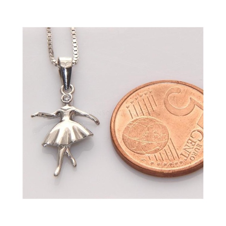 NSA|Argento 925 : Collana Collier donna veneziana 45 cm ciondolo ballerina con zircone bianco
