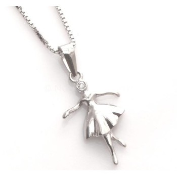 NSA|Argento 925 : Collana Collier donna veneziana 45 cm ciondolo ballerina con zircone bianco