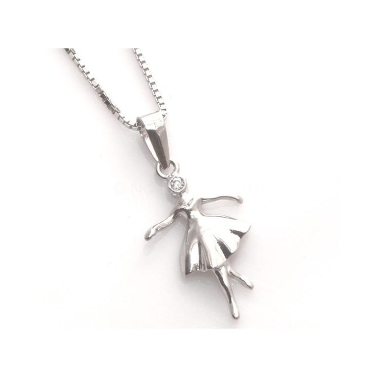 NSA|Argento 925 : Collana Collier donna veneziana 45 cm ciondolo ballerina con zircone bianco