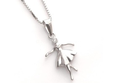 NSA|Argento 925 : Collana Collier donna veneziana 45 cm ciondolo ballerina con zircone bianco
