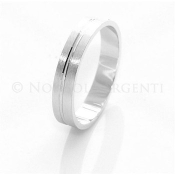 NSA|Argento 925 : Anello fede fedina diamantata massiccia 4 mm rigata tutte le misure