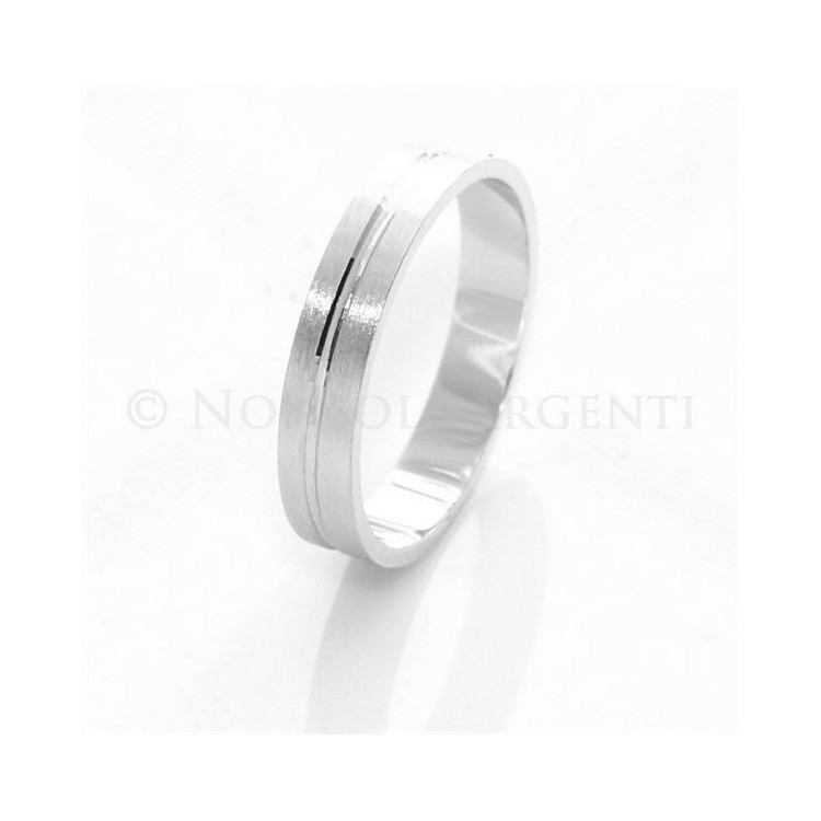 NSA|Argento 925 : Anello fede fedina diamantata massiccia 4 mm rigata tutte le misure
