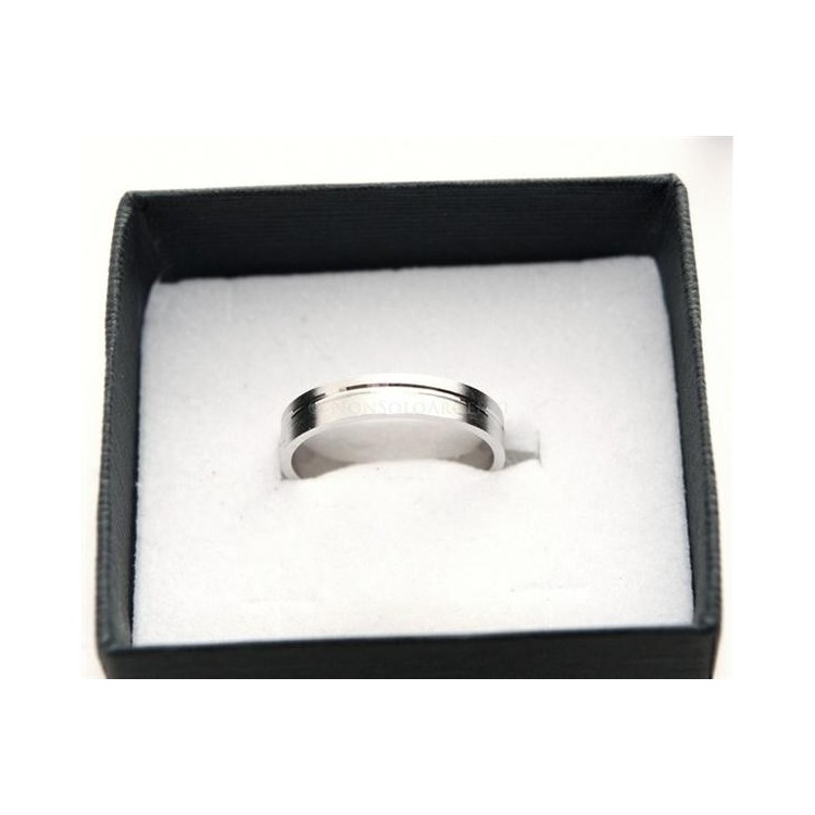 NSA|Argento 925 : Anello fede fedina diamantata massiccia 4 mm rigata tutte le misure