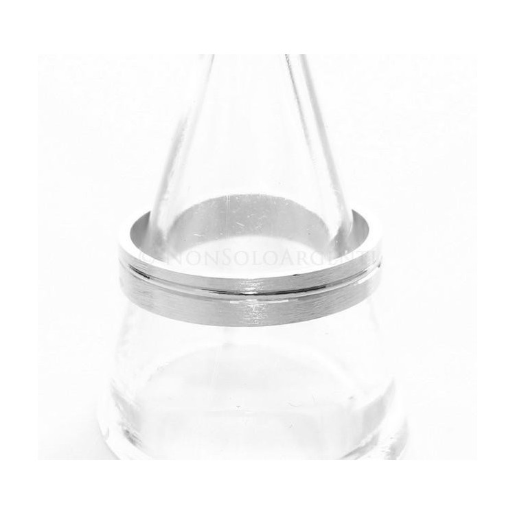 NSA|Argento 925 : Anello fede fedina diamantata massiccia 4 mm rigata