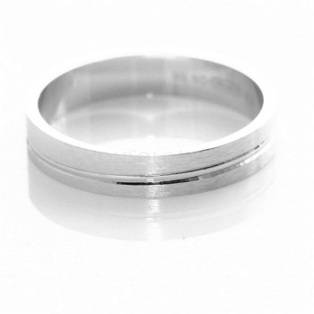 NSA|Argento 925 : Anello fede fedina diamantata massiccia 4 mm rigata tutte le misure