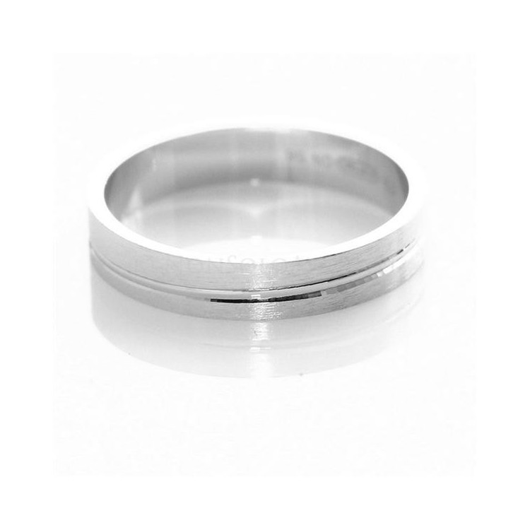 NSA|Argento 925 : Anello fede fedina diamantata massiccia 4 mm rigata tutte le misure