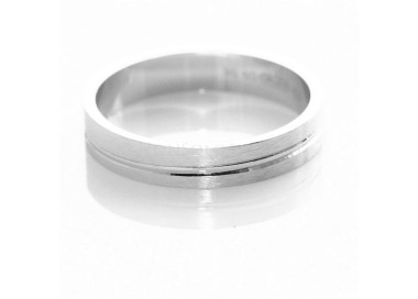 NSA|Argento 925 : Anello fede fedina diamantata massiccia 4 mm rigata tutte le misure