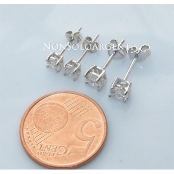 NSA|Argento 925 rodiato : orecchini uomo/donna punto luce perno e griffe zircone bianco da 4 o 5 o 6 mm