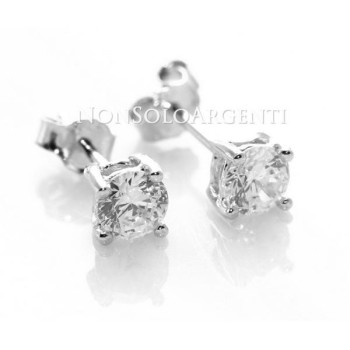 NSA|Argento 925 rodiato : orecchini uomo/donna punto luce perno e griffe zircone bianco da 4 o 5 o 6 mm