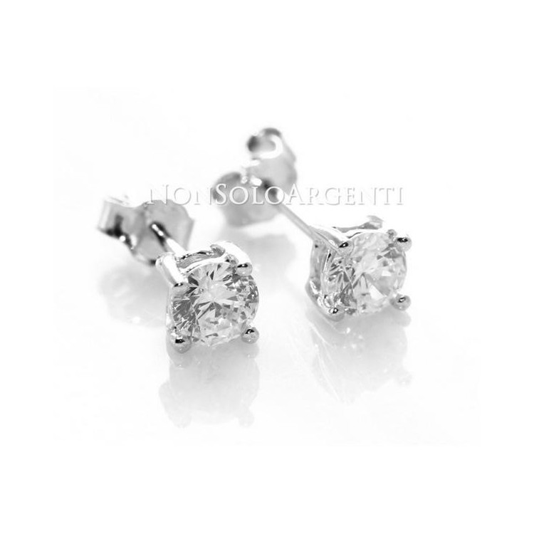 NSA|Argento 925 rodiato : orecchini uomo/donna punto luce perno e griffe zircone bianco da 4 o 5 o 6 mm