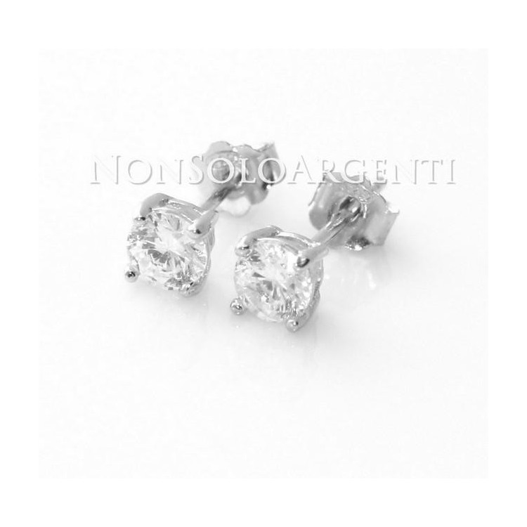 NSA|Argento 925 rodiato : orecchini uomo/donna punto luce perno e griffe zircone bianco da 4 o 5 o 6 mm