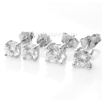 NSA|Argento 925 rodiato : orecchini uomo/donna punto luce perno e griffe zircone bianco da 4 o 5 o 6 mm