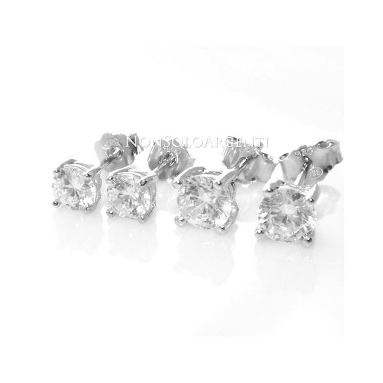 NSA|Argento 925 rodiato : orecchini uomo/donna punto luce perno e griffe zircone bianco da 4 o 5 o 6 mm
