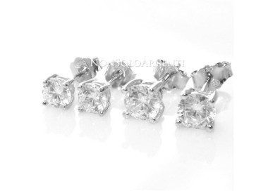 NSA|Argento 925 rodiato : orecchini uomo/donna punto luce perno e griffe zircone bianco da 4 o 5 o 6 mm