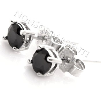NSA|925 silver black light point earrings with 4 or 5 mm zircon