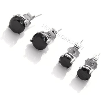 NSA|925 silver black light point earrings with 4 or 5 mm zircon