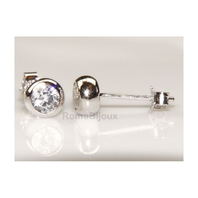 NSA|Silver 925 : earrings woman man onion 4 mm cubic zirconia