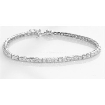 NSA|Argento 925 : Bracciale Tennis Con Zirconi bianchi carrè 3x3 misura 16  cm