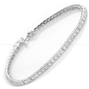 NSA|Argento 925 : Bracciale Tennis Con Zirconi bianchi carrè 3x3 misura 16 