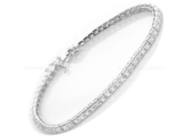NSA|Argento 925 : Bracciale Tennis Con Zirconi bianchi carrè 3x3 misura 16 