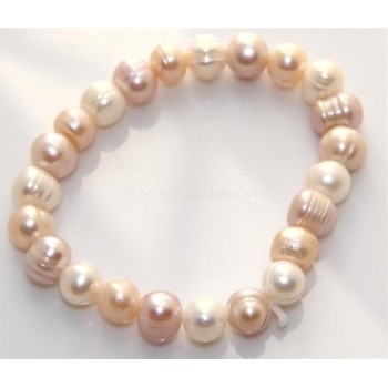 NSA|Bracciale Elastico etnico perle naturali rosate 3 toni  17