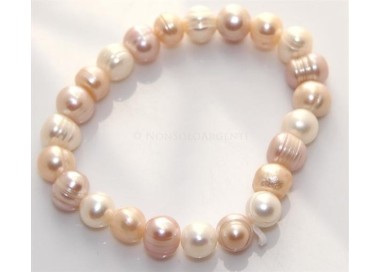 NSA|Bracciale Elastico etnico perle naturali rosate 3 toni  17