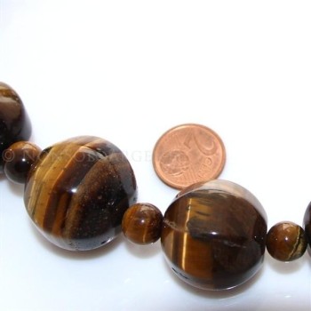 NSA|Girocollo da Donna con mega perle enormi tondeggianti OCCHIO DI TIGRE naturale